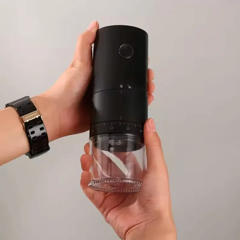 Molinillo de café eléctrico portátil, TIPO-C, carga USB, núcleo de molienda de cerámica profesional, nueva actualización. Negro