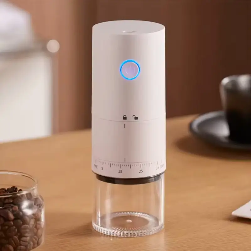 Molinillo de café eléctrico portátil, TIPO-C, carga USB, núcleo de molienda de cerámica profesional, nueva actualización. Blanco