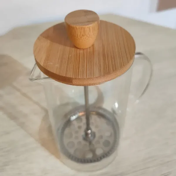 cafetera prensa francesa de madera de bambú en vidrio 600ml
